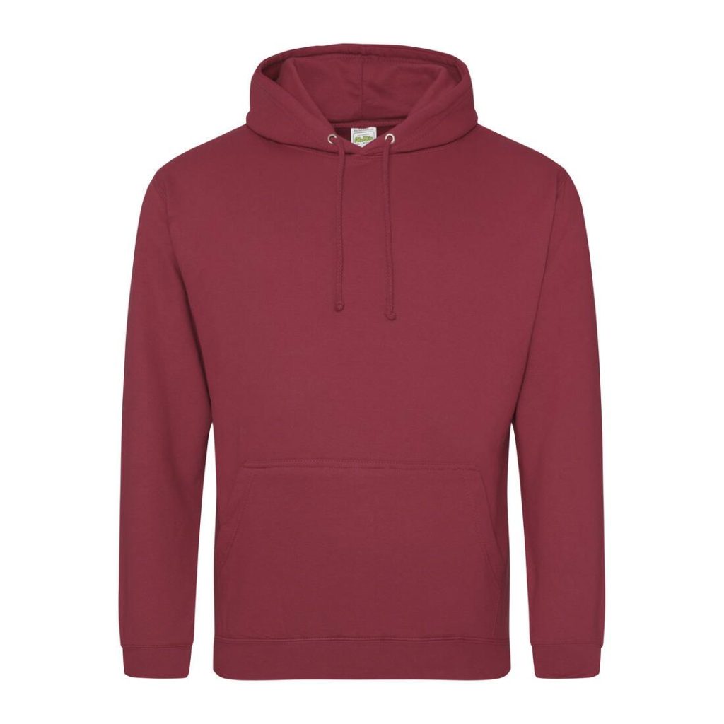 COLLEGE HOODIE, BRICK RED, XS, JUST HOODS