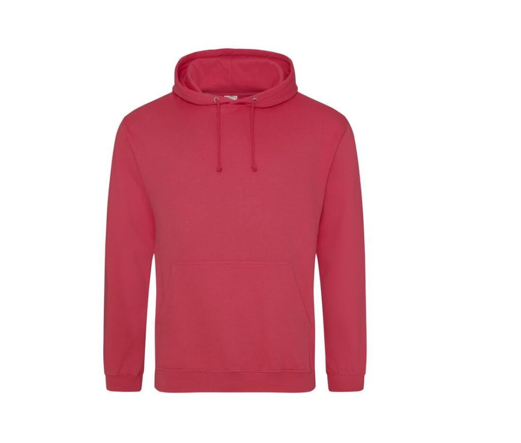 COLLEGE HOODIE, LIPSTICK PINK, XS, JUST HOODS