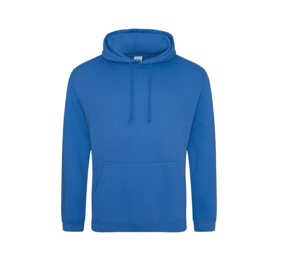 COLLEGE HOODIE, SAPPHIRE BLUE, XS, JUST HOODS