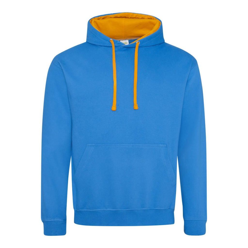 VARSITY HOODIE, SAPPHIRE BLUE/ORANGE CRUSH, XS, JUST HOODS