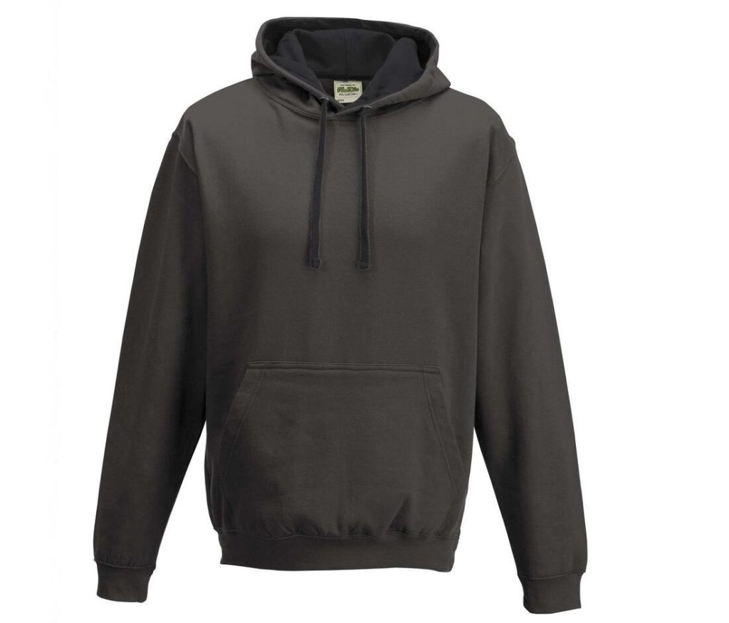VARSITY HOODIE, CHARCOAL/JET BLACK, XS, JUST HOODS