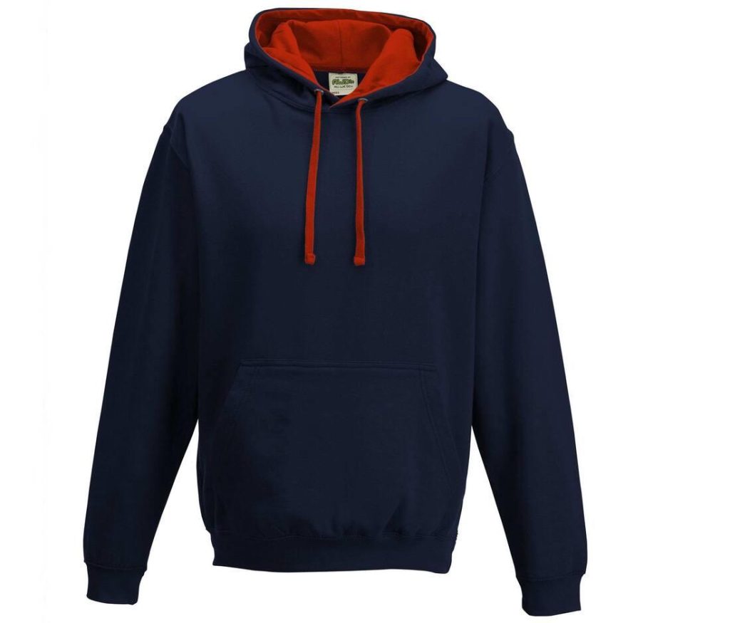 VARSITY HOODIE, NEW FRENCH NAVY/FIRE RED, XS, JUST HOODS