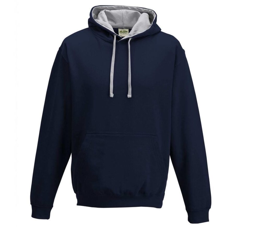 VARSITY HOODIE, NEW FRENCH NAVY/HEATHER GREY, XS, JUST HOODS