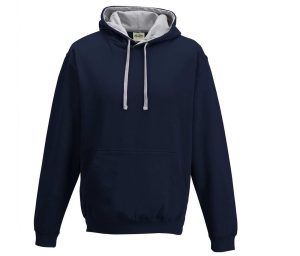 VARSITY HOODIE, NEW FRENCH NAVY/HEATHER GREY, XS, JUST HOODS