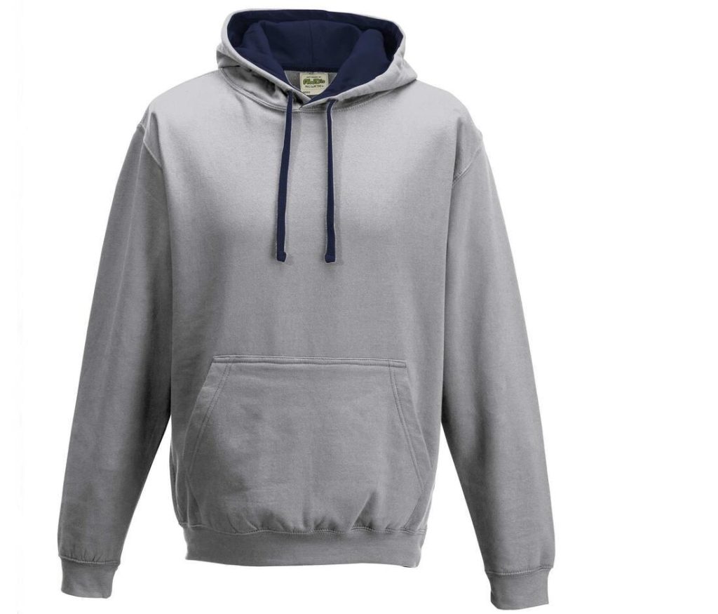 VARSITY HOODIE, HEATHER GREY/FRENCH NAVY, L, JUST HOODS