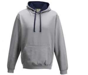 VARSITY HOODIE, HEATHER GREY/FRENCH NAVY, L, JUST HOODS