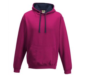 VARSITY HOODIE, HOT PINK/FRENCH NAVY, L, JUST HOODS