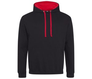 VARSITY HOODIE, JET BLACK/FIRE RED, L, JUST HOODS