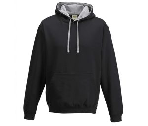 VARSITY HOODIE, JET BLACK/HEATHER GREY, L, JUST HOODS