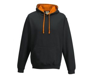 VARSITY HOODIE, JET BLACK/ORANGE CRUSH, L, JUST HOODS