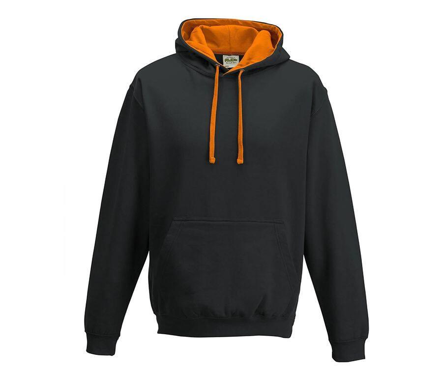 VARSITY HOODIE, JET BLACK/ORANGE CRUSH, L, JUST HOODS