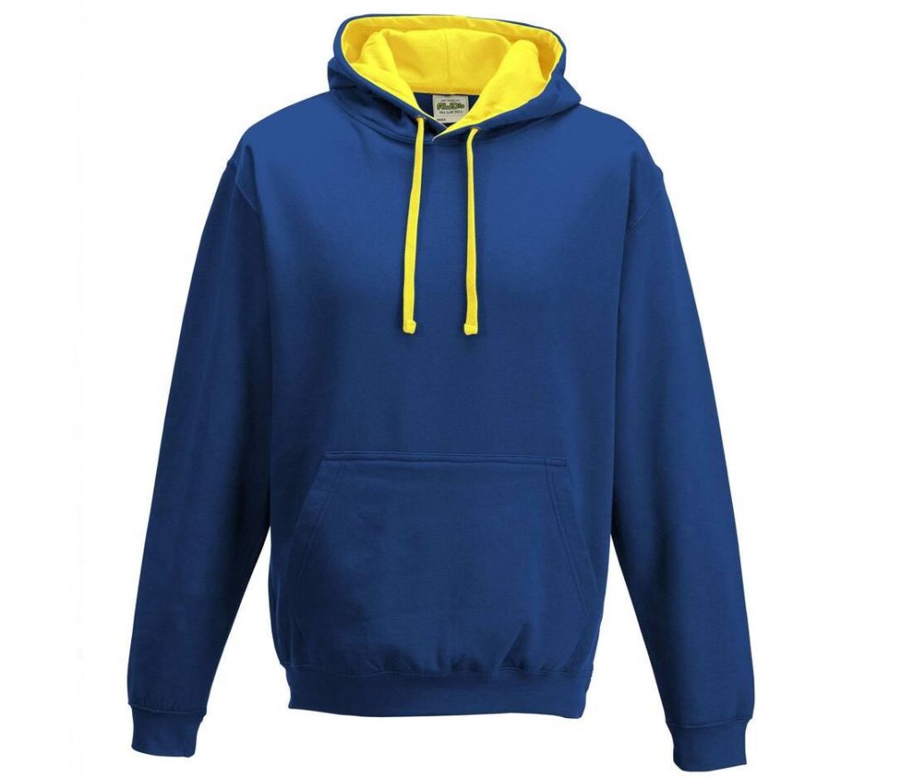 VARSITY HOODIE, ROYAL BLUE/SUN YELLOW, L, JUST HOODS