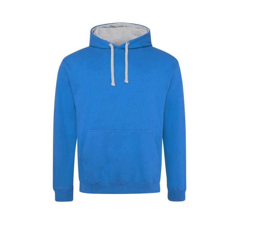 VARSITY HOODIE, SAPPHIRE BLUE/HEATHER GREY, L, JUST HOODS