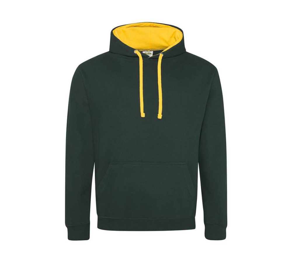 VARSITY HOODIE, FOREST GREEN / GOLD, L, JUST HOODS