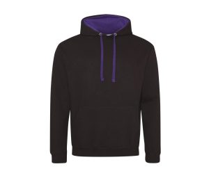 VARSITY HOODIE, JET BLACK / PURPLE, L, JUST HOODS