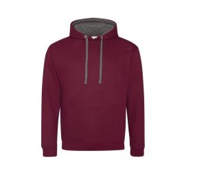 VARSITY HOODIE, BURGUNDY/CHARCOAL, XS, JUST HOODS