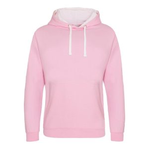 VARSITY HOODIE, BABY PINK/ARCTIC WHITE, XS, JUST HOODS