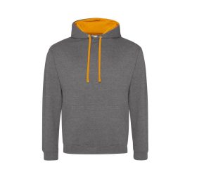 VARSITY HOODIE, CHARCOAL/ORANGE CRUSH, XS, JUST HOODS