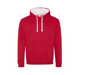 VARSITY HOODIE, FIRE RED/ARCTIC WHITE, XS, JUST HOODS