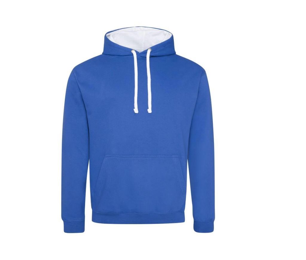 VARSITY HOODIE, ROYAL BLUE/ARCTIC WHITE, XS, JUST HOODS