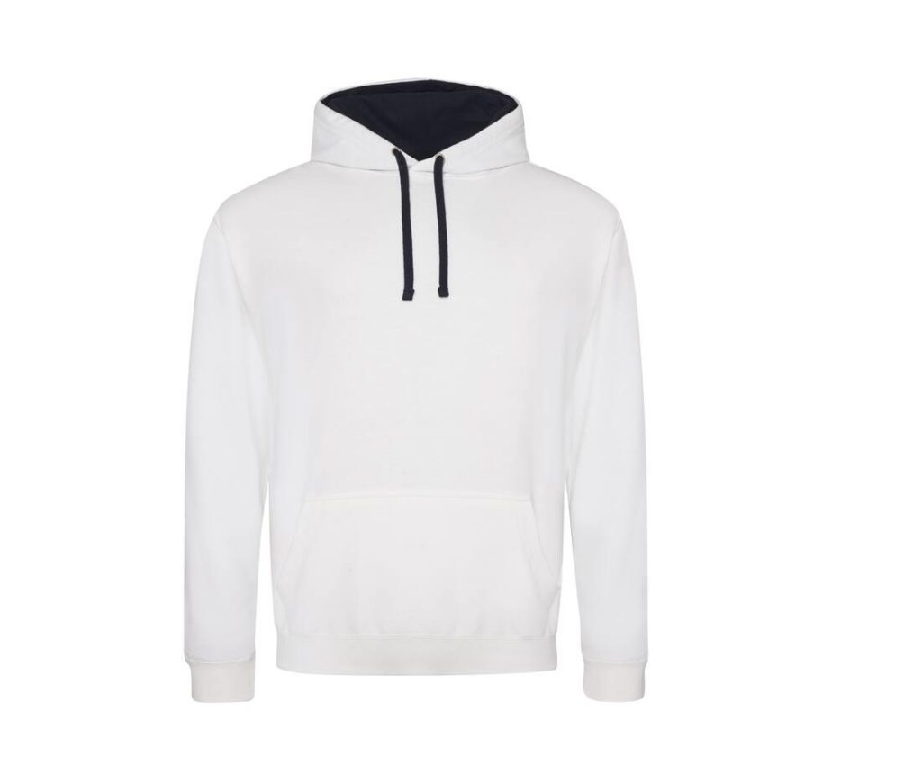 VARSITY HOODIE, ARCTIC WHITE/FRENCH NAVY, S, JUST HOODS