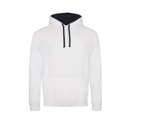 VARSITY HOODIE, ARCTIC WHITE/FRENCH NAVY, S, JUST HOODS