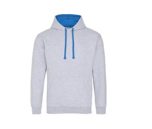 VARSITY HOODIE, HEATHER GREY/SAPPHIRE BLUE, S, JUST HOODS