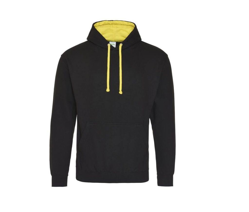 VARSITY HOODIE, JET BLACK/SUN YELLOW, S, JUST HOODS
