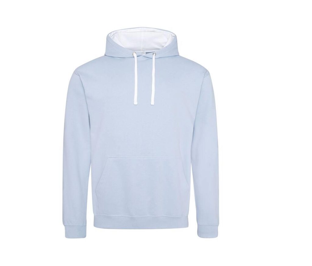 VARSITY HOODIE, SKY BLUE/WHITE, S, JUST HOODS