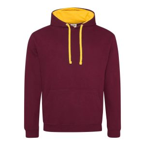 VARSITY HOODIE, BURGUNDY/GOLD, XS, JUST HOODS