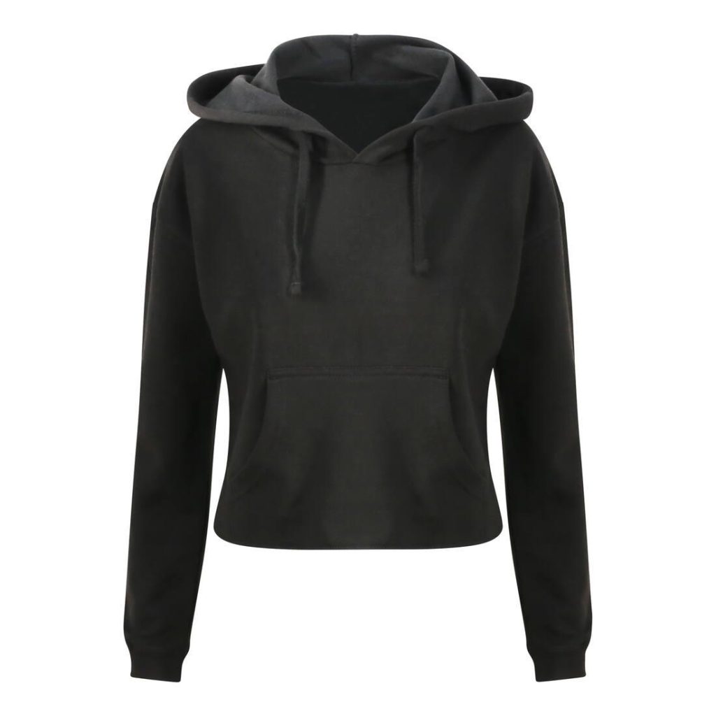 GIRLIE CROPPED HOODIE, JET BLACK, XXS, JUST HOODS