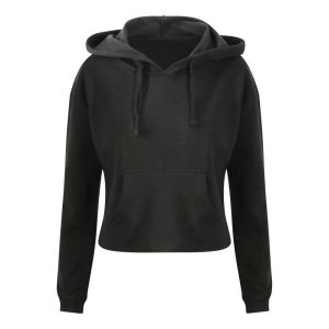 GIRLIE CROPPED HOODIE, JET BLACK, XXS, JUST HOODS
