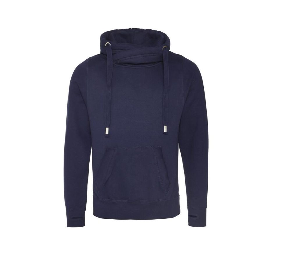 CROSS NECK HOODIE, OXFORD NAVY, S, JUST HOODS