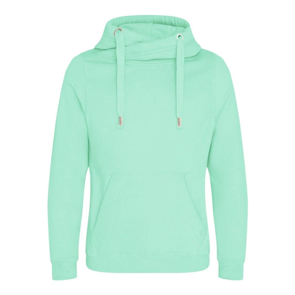 CROSS NECK HOODIE, PEPPERMINT, L, JUST HOODS