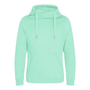 CROSS NECK HOODIE, PEPPERMINT, L, JUST HOODS