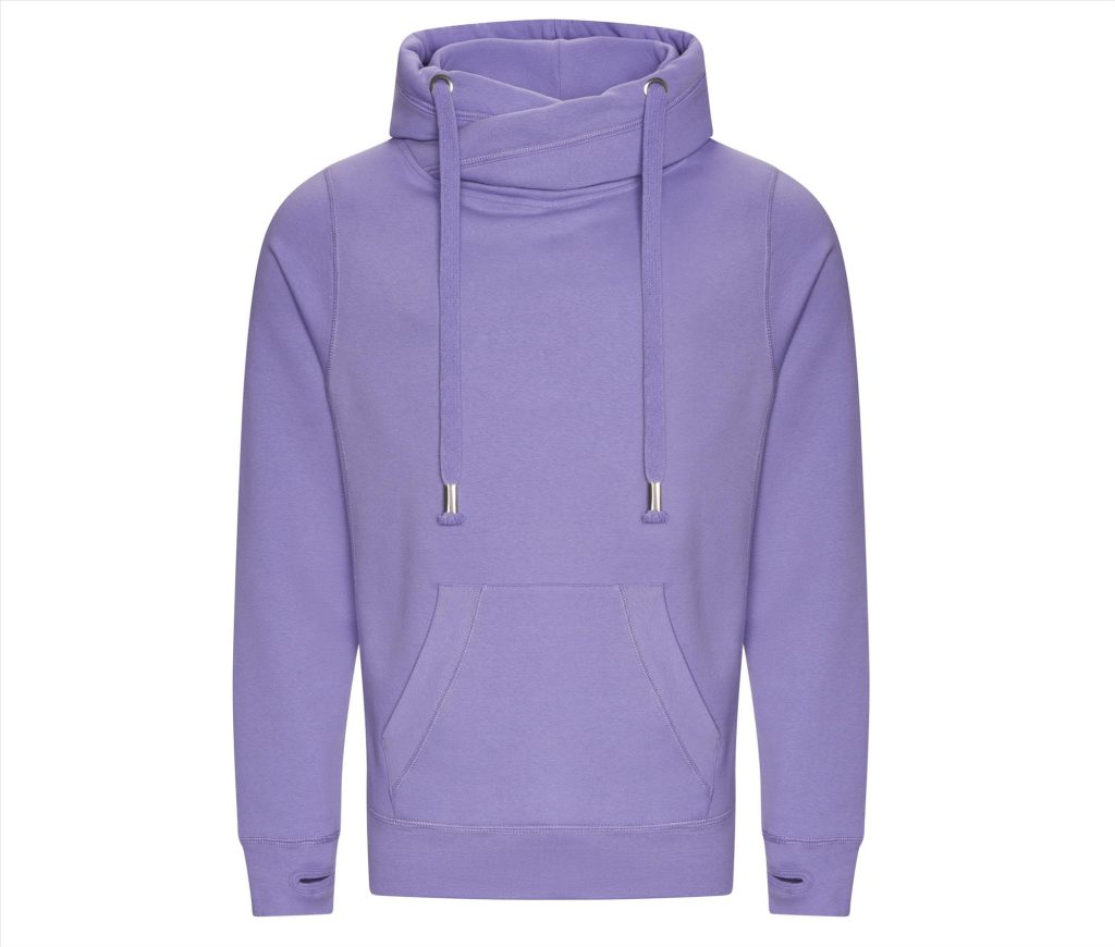 CROSS NECK HOODIE, DIGITAL LAVENDER, L, JUST HOODS