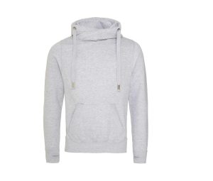 CROSS NECK HOODIE, HEATHER GREY, S, JUST HOODS