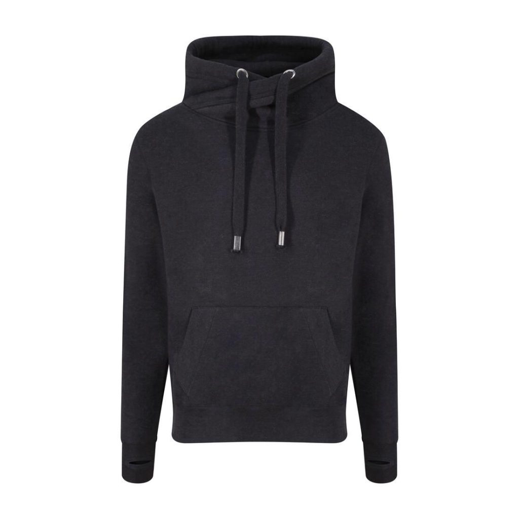 CROSS NECK HOODIE, BLACK SMOKE, L, JUST HOODS
