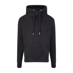 CROSS NECK HOODIE, BLACK SMOKE, L, JUST HOODS