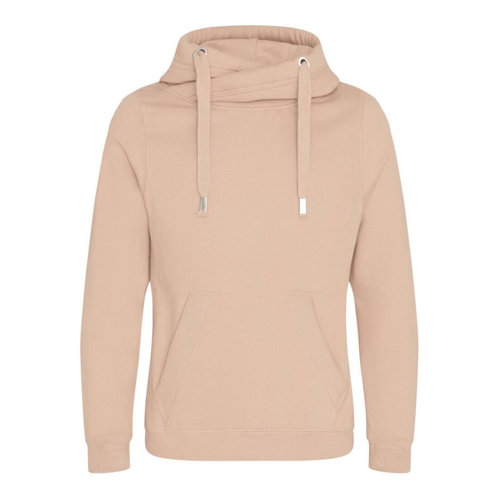 CROSS NECK HOODIE, NUDE, L, JUST HOODS