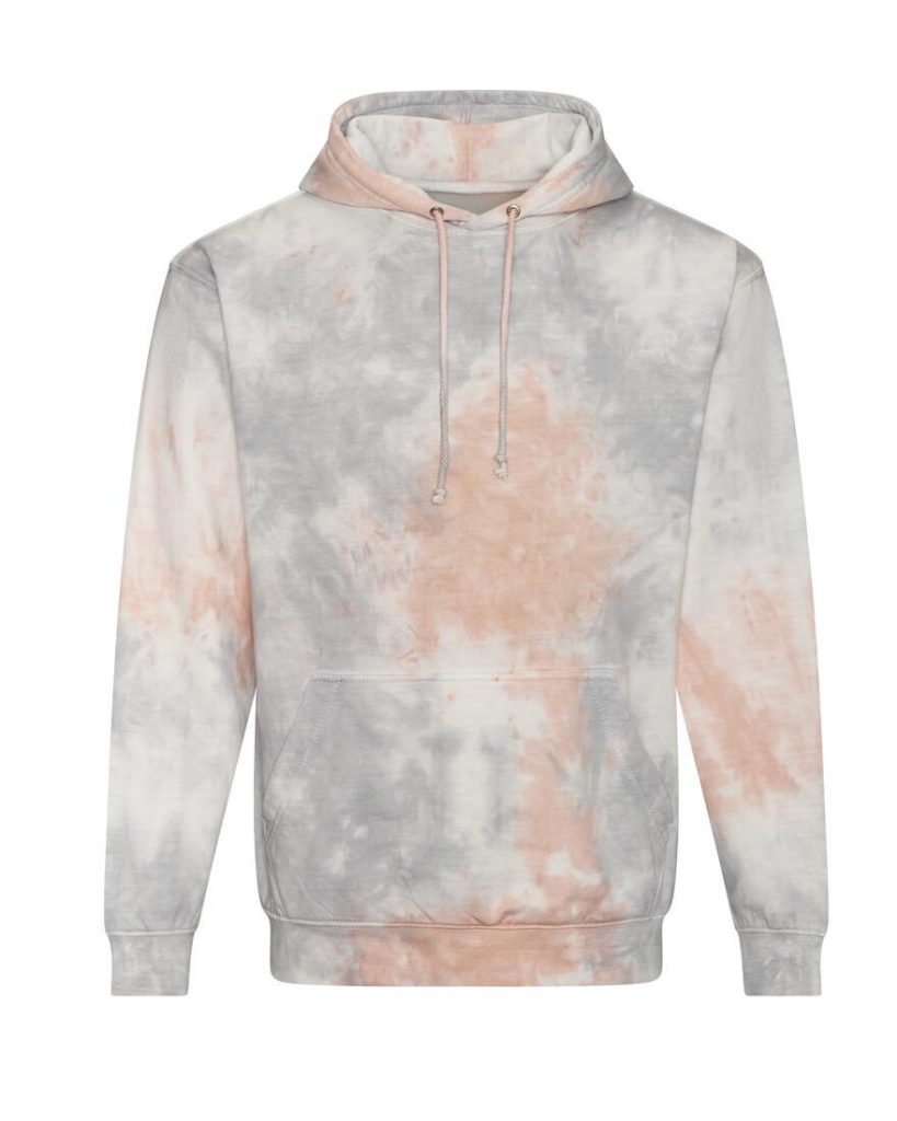 TIE-DYE HOODIE, GREY PINK MARBLE, L, JUST HOODS