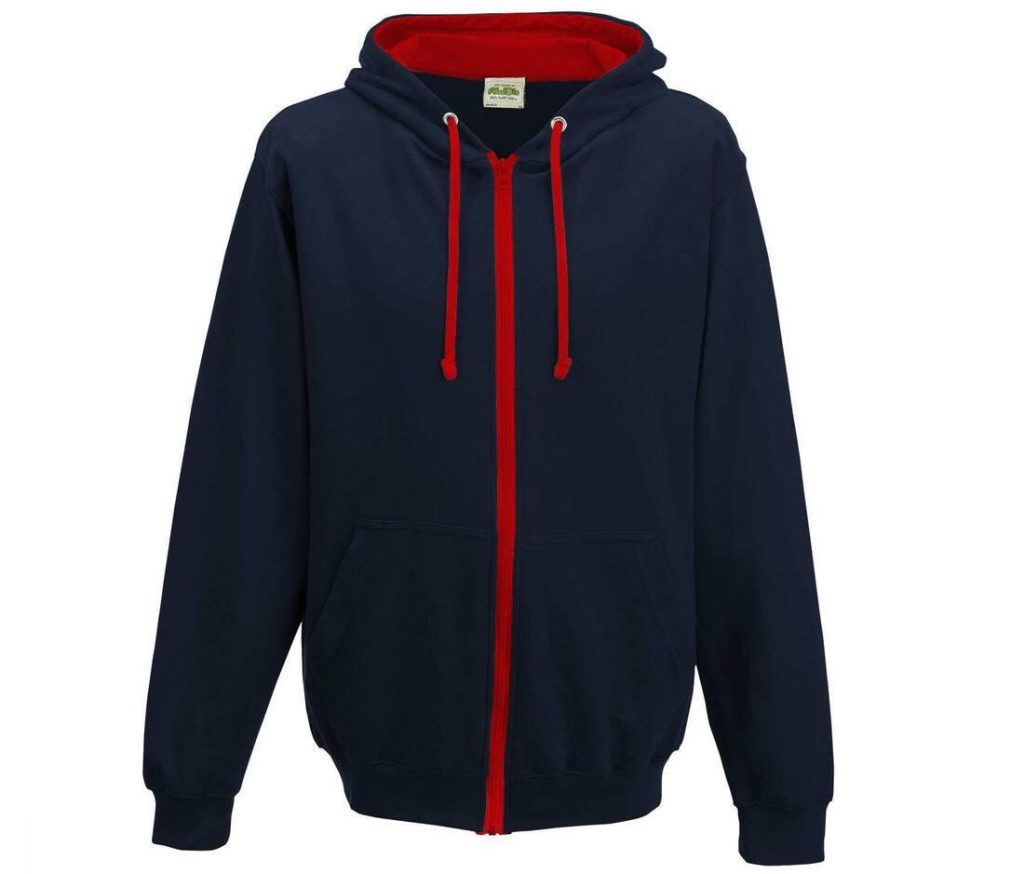 VARSITY ZOODIE, FRENCH NAVY/FIRE RED, L, JUST HOODS