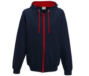 VARSITY ZOODIE, FRENCH NAVY/FIRE RED, L, JUST HOODS