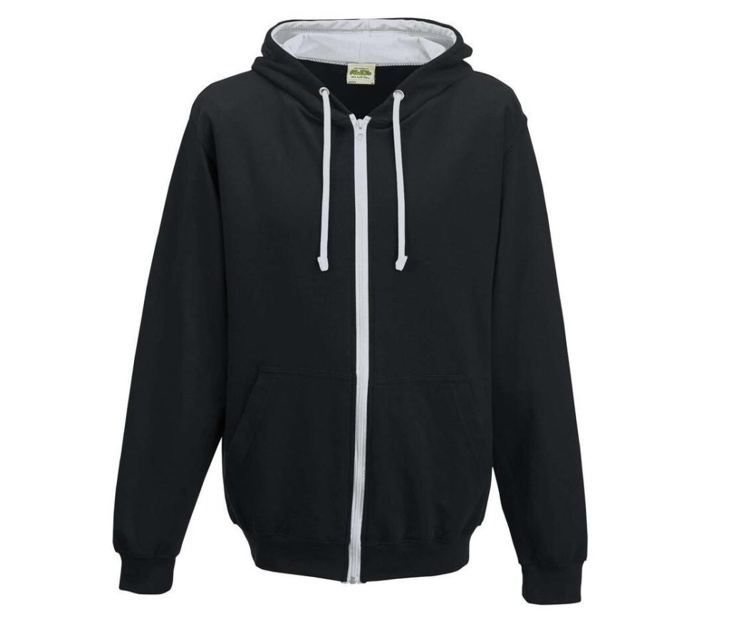 VARSITY ZOODIE, JET BLACK / HEATHER GREY, L, JUST HOODS