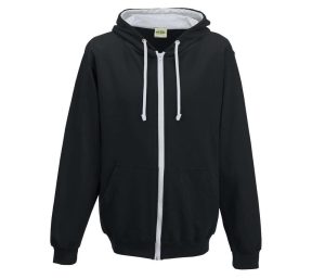 VARSITY ZOODIE, JET BLACK / HEATHER GREY, L, JUST HOODS