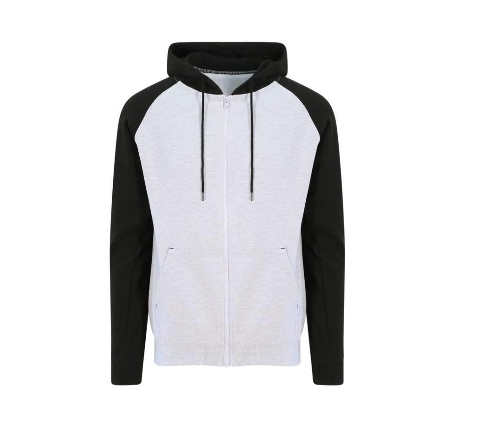 BASEBALL ZOODIE, HEATHER GREY/BLACK, XXL, JUST HOODS