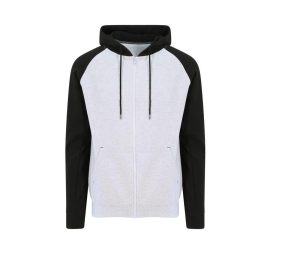 BASEBALL ZOODIE, HEATHER GREY/BLACK, XXL, JUST HOODS