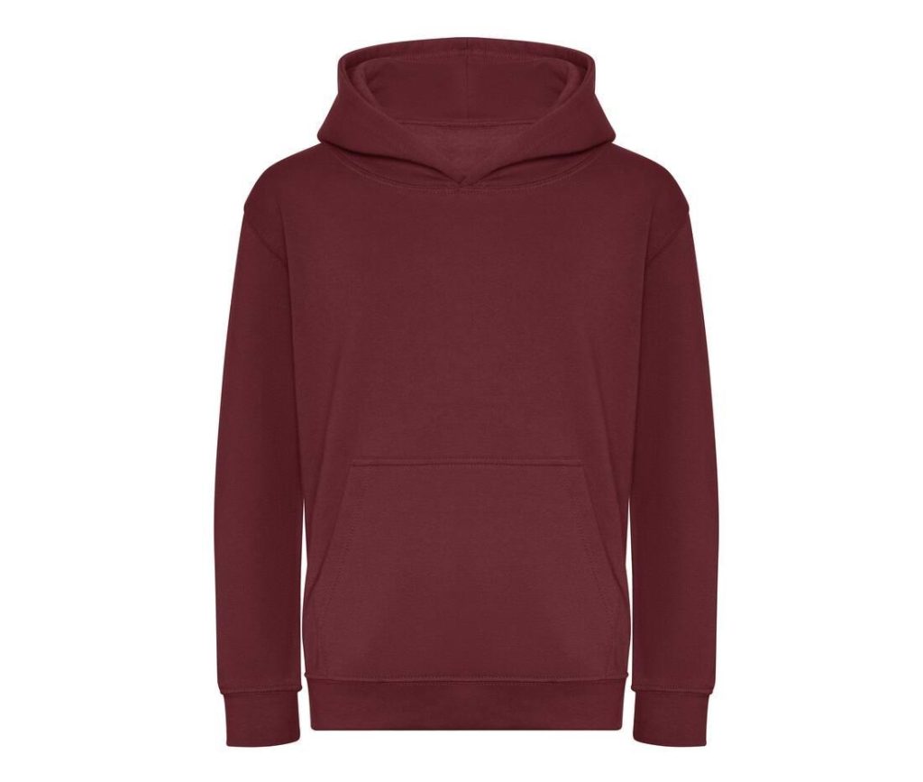 KIDS ORGANIC HOODIE, BURGUNDY, 1/2 - XXS, JUST HOODS