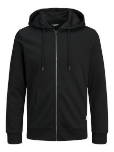 JACK&JONES Sweater Zip Hood, Black, XS