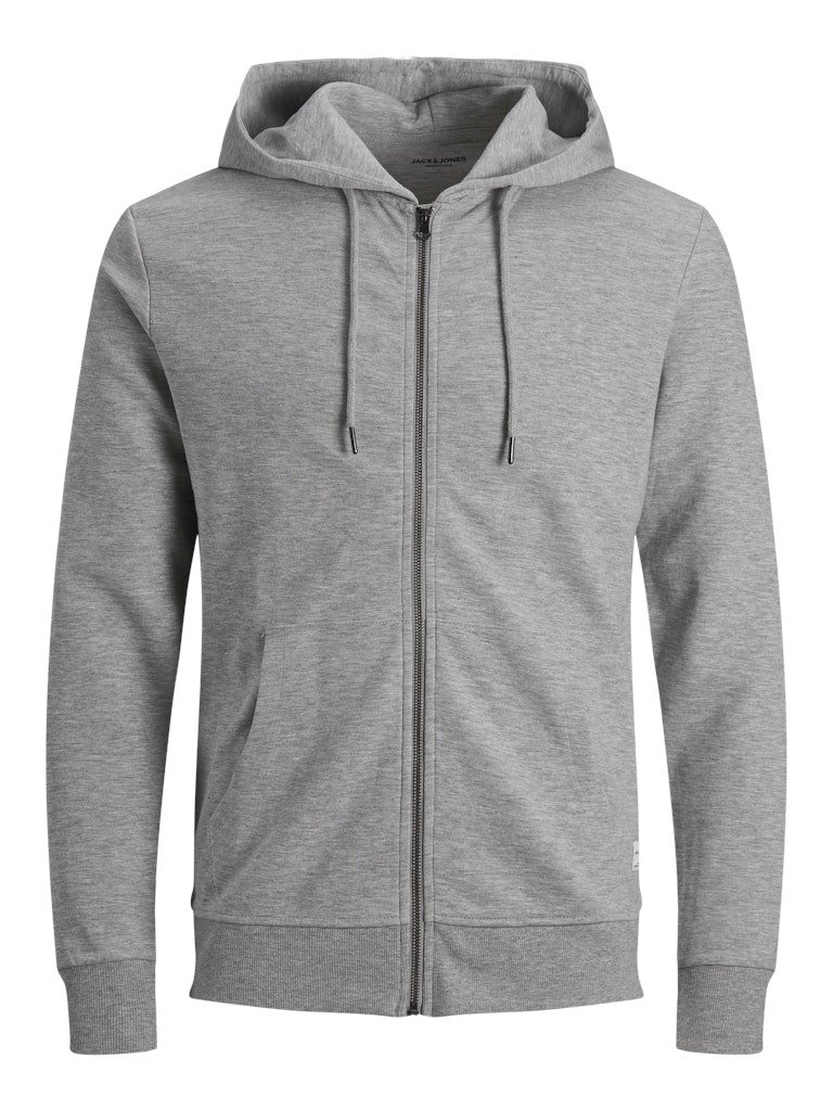 JACK&JONES Sweater Zip Hood, Light Grey Melange, XS